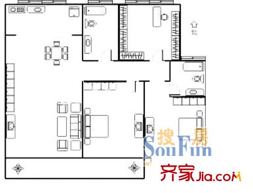 上海 連城苑2室 戶型圖