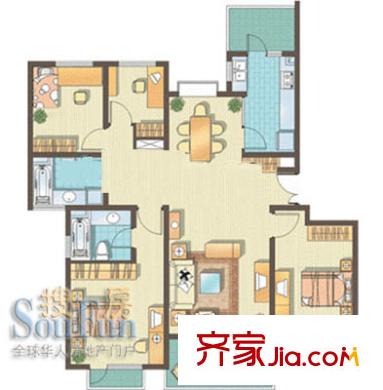 水清木華戶型圖C3戶型 4室2廳2衛(wèi)1廚