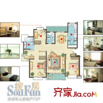 水清木華戶型圖A1戶型 3室2廳2衛(wèi)1廚