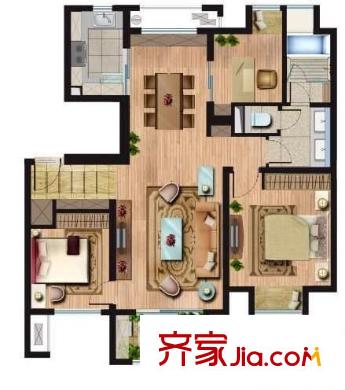 万科琥珀郡园 3室 户型图