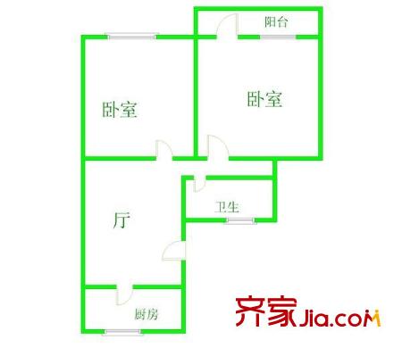 临汾花园户型图户型图 2室1厅1卫1厨