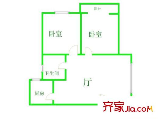临汾花园户型图户型图 2室1厅1卫1厨