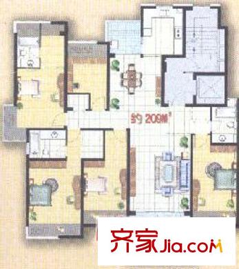 宝宸怡景园户型图房型图 4室2厅2卫1厨