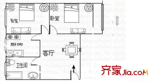 北城小區(qū) 2室 戶型圖