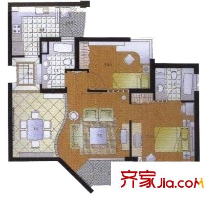 上海 永新花苑2室 戶型圖