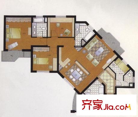 上海 永新花苑3室 戶型圖