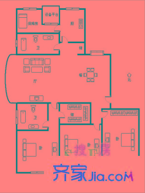 張橋小區(qū)戶型圖戶型圖 3室1廳1衛(wèi)1廚