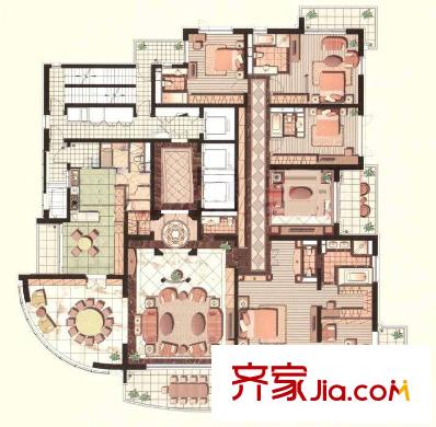 湯臣一品A棟戶型圖 6室2廳2衛(wèi)1廚