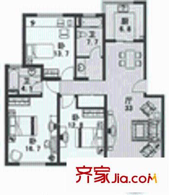 春岚苑户型图3室2厅2卫1厨
