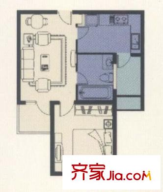 恒杰丁香花园 1室 户型图