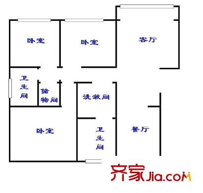 上海 大橋花苑3室 戶型圖