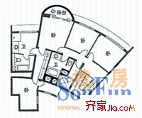 信和花園戶型圖4室2廳2衛(wèi)1廚
