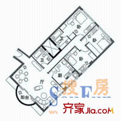 信和花園戶型圖3室1廳2衛(wèi)1廚