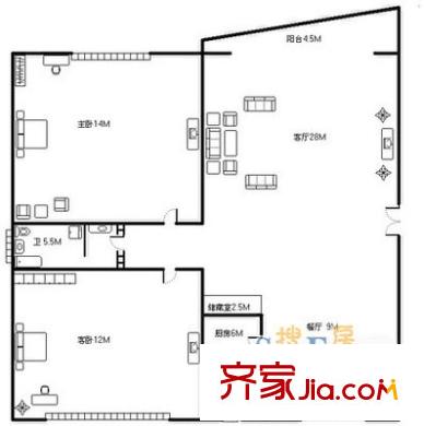 恒宇小區(qū) 2室 戶型圖