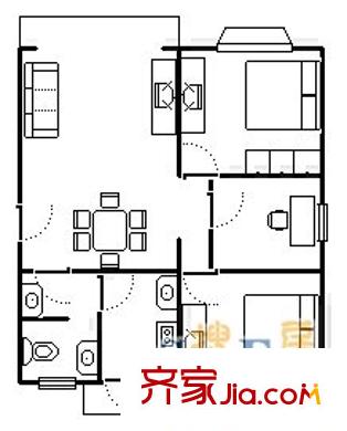 愛嘉苑 2室 戶型圖