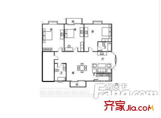 偉業(yè)金錦苑一村戶型圖 戶型圖 3室2廳2衛(wèi)1廚
