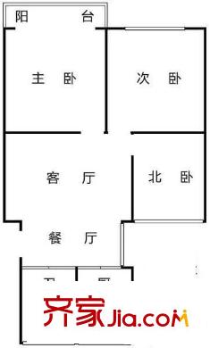 羅山八村戶型圖戶型圖 2室1廳1衛(wèi)1廚