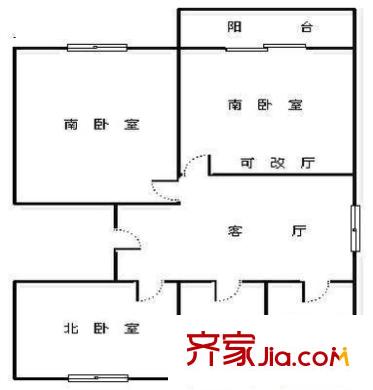 羅山八村戶型圖戶型圖 3室1廳1衛(wèi)1廚