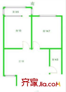 金橋花苑戶型圖戶型圖 2室1廳1衛(wèi)1廚