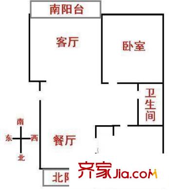 金橋花苑戶型圖戶型圖 2室1廳1衛(wèi)1廚