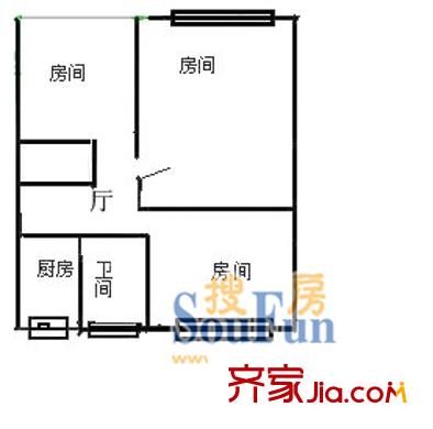上海 金楊六街坊3室 戶型圖