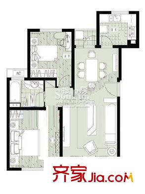 和憬家園戶型圖戶型圖 2室2廳1衛(wèi)1廚