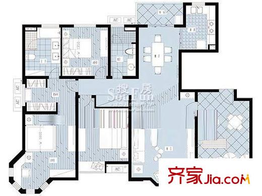 和憬家園戶型圖戶型圖 3室2廳2衛(wèi)1廚