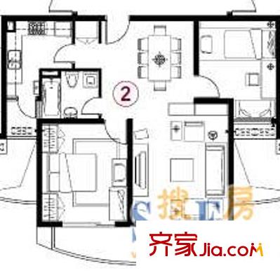 中浩云花园 4室 户型图