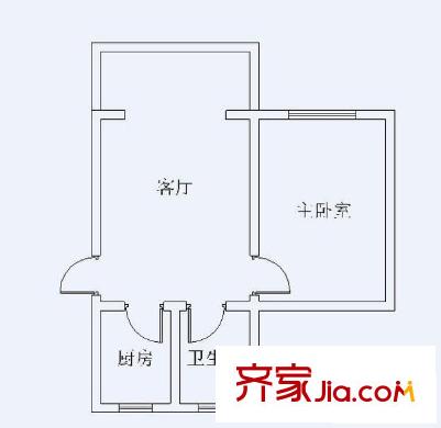 中浩云花园 1室 户型图