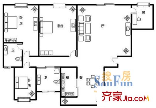 中天碧云苑戶(hù)型圖上海 中天碧云 戶(hù)型圖 4室2廳2衛(wèi)1廚