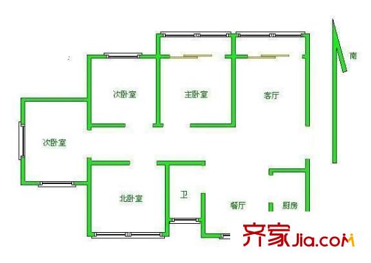 白玉兰花园户型图户型图 4室2厅2卫1厨