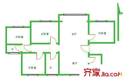 白玉兰花园户型图户型图 4室3厅2卫1厨