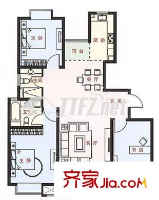 白玉兰花园户型图户型图 3室2厅2卫1厨