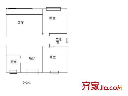 白玉兰花园户型图户型图 2室2厅1卫1厨