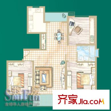 華業(yè)翠都樓書-房型-H 3室2廳2衛(wèi)1廚