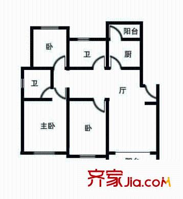 昌鑫家园户型图户型图 3室1厅1卫1厨