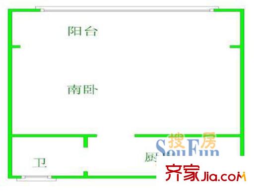上海 明园村小区1室 户型图