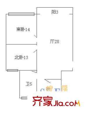 上海 明园村小区2室 户型图