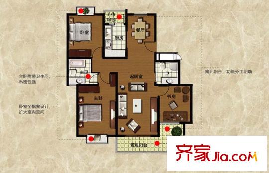逸庭户型图户型A 3室2厅2卫1厨