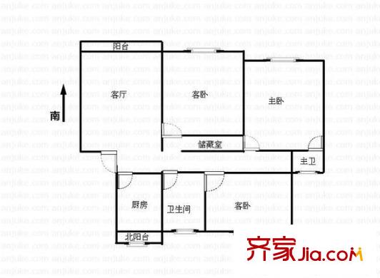 解放街小区户型图户型图 3室1厅1卫1厨