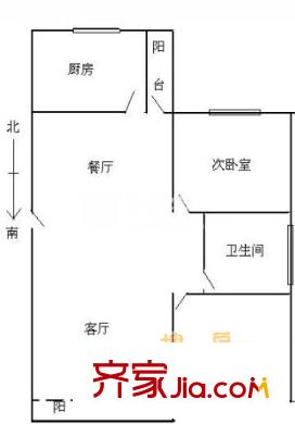 虹桥新城户型图户型图 2室2厅1卫1厨