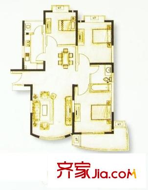 恒力锦沧花园户型图户型图 3室2厅1卫1厨