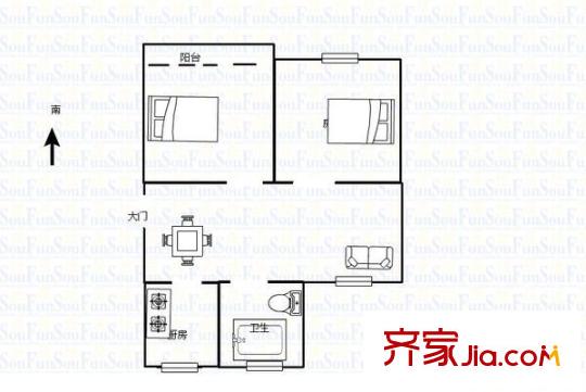 同盛公寓 4室 户型图