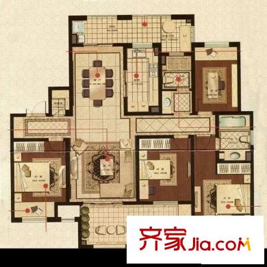 恒力锦沧花园户型图户型图 4室2厅2卫1厨