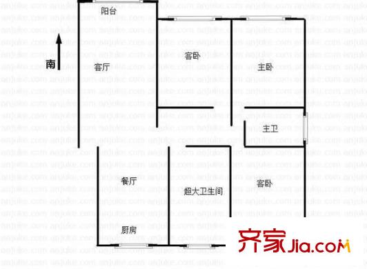 同盛公寓 3室 户型图