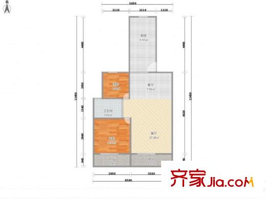 星梅花苑 2室 户型图