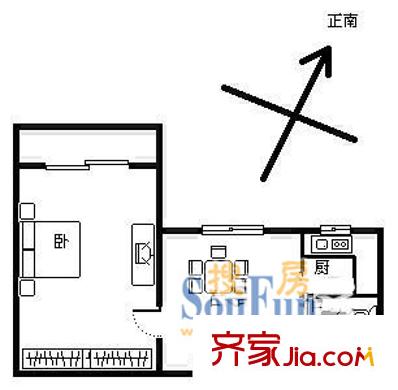 虹古大楼1室1厅1卫1厨