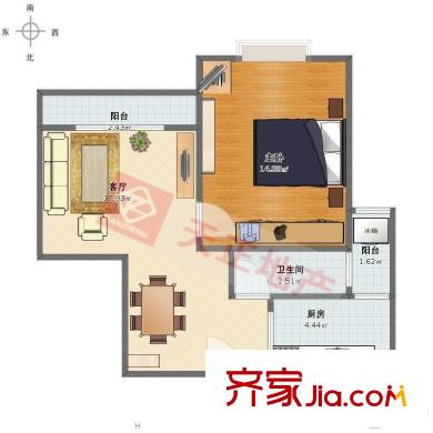 高行綠洲 1室 戶型圖