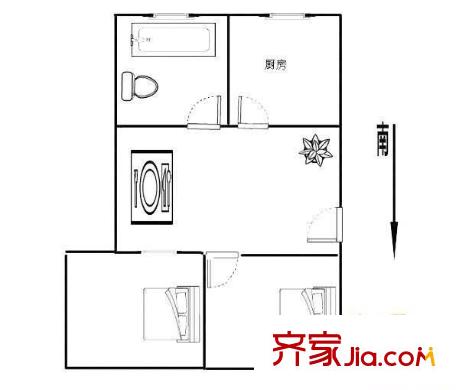 彩虹雅苑戶型圖戶型圖 2室1廳1衛(wèi)1廚