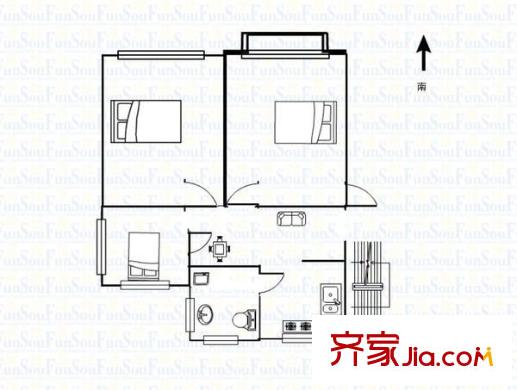 羽山路1000弄小區(qū)戶型圖戶型圖 3室1廳1衛(wèi)1廚